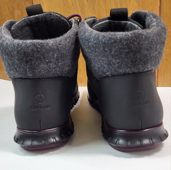 Cole Haan ZeroGrand Purple Lace Wool Collar Boots Women's Size 7B - Picture 3 of 6
